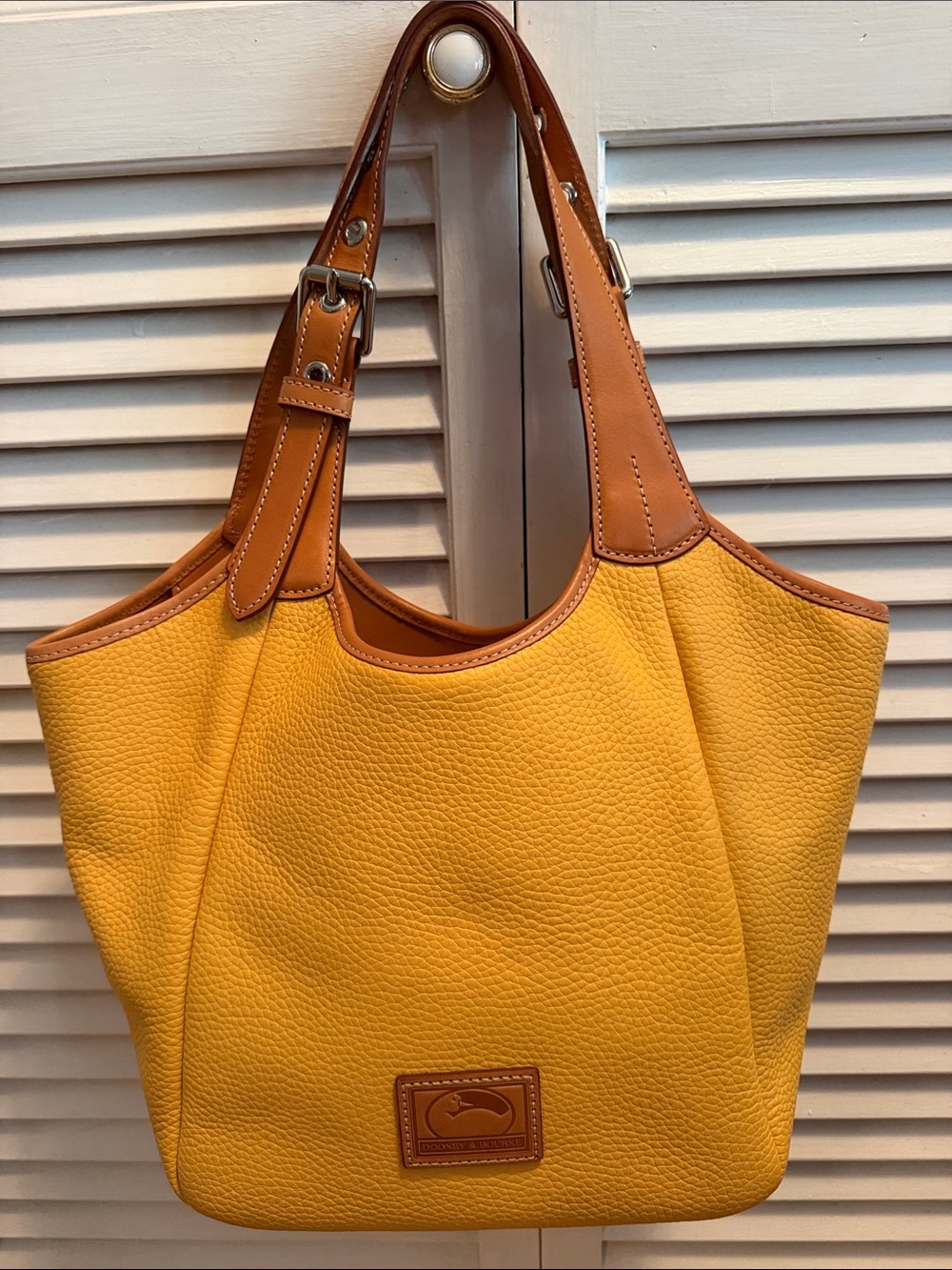Yellow Dooney and Bourke Leather Shoulder Tote Bag-Patterson Penelope
